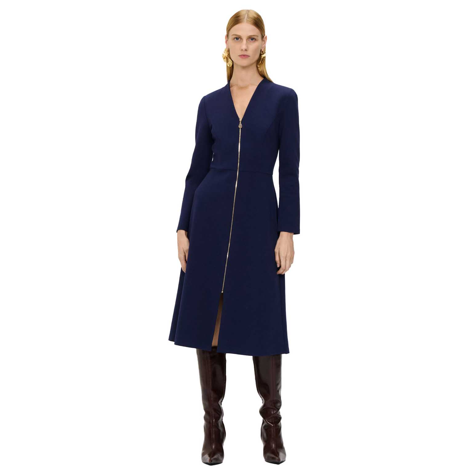 Veronika Maine Compact Ponte Zip Front Dress